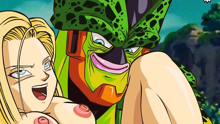 Dragonball Cell rough anal fucks Android 18 with his tail thumbnail