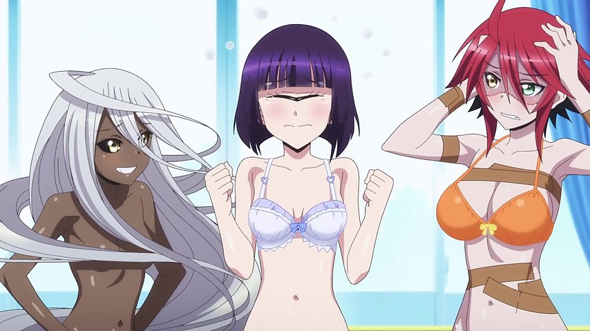 Monster Musume OVA 2 - Ecchi - Busty monster girls try on cute bras thumbnail