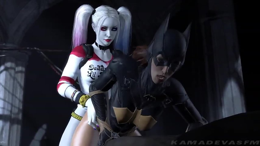Batman Porn Asylum 3 - Futanari Harley quinn fucks Batgirl rough from behind thumbnail