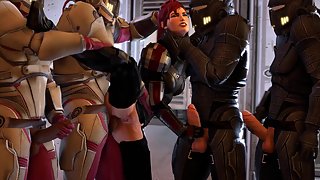 Renegade Diplomacy - Mass Effect Shepard is anal gangbanged by space pirates