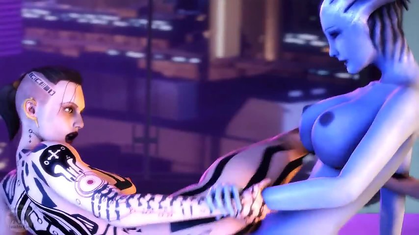 Blue Star 1 - Space girl licking and finger the asshole of a blue alien thumbnail