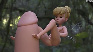 Tinkerbell rubs her body all over a big dick