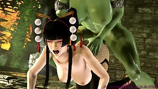 Orc Lust - Orc Lust - Nyotengu shoves a big orc futanari cock in her mouth