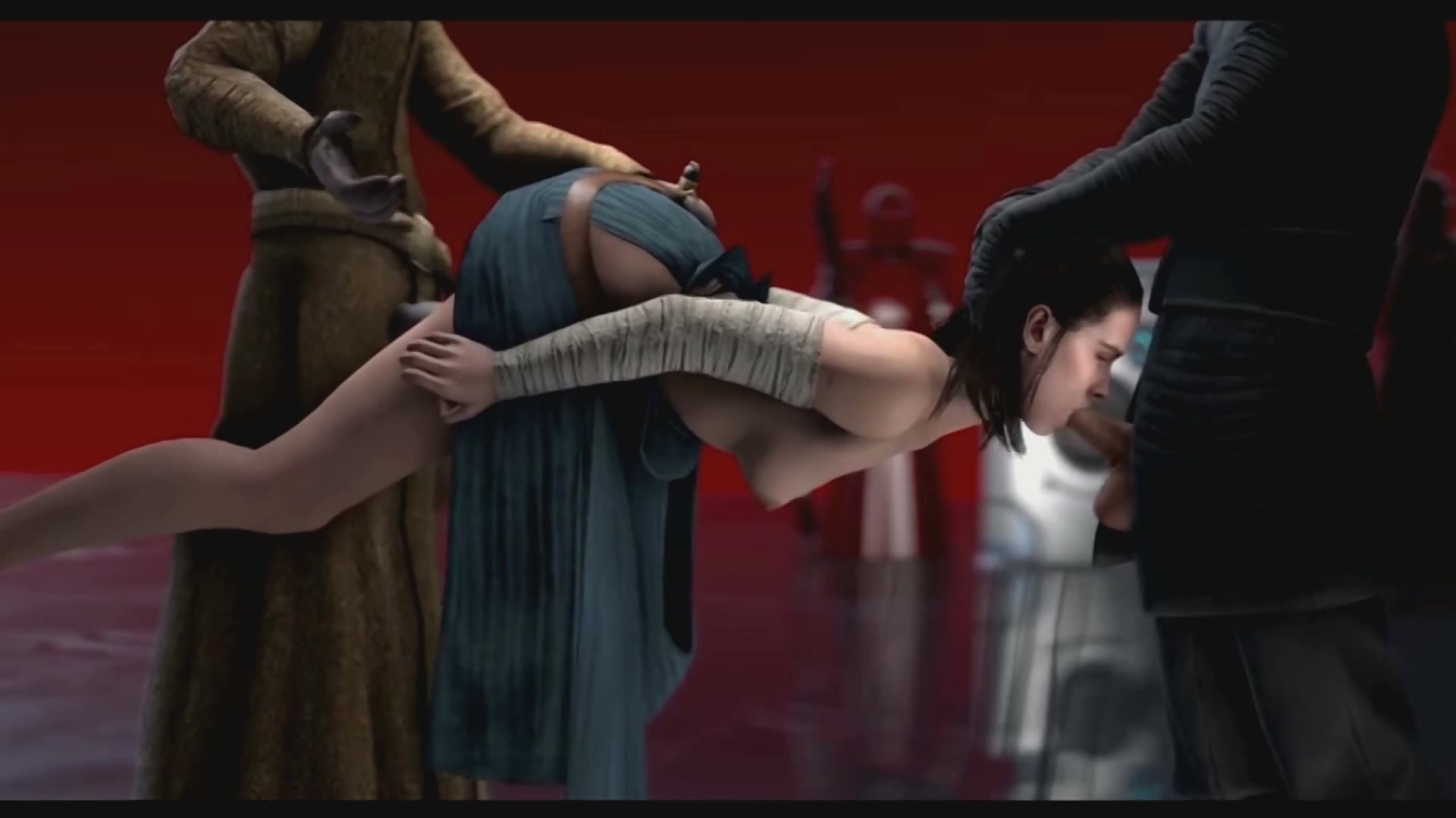 Star Wars 3D Porn Parody - Rey is made to fuck Snoke and Kylo Ren - Hentai  City