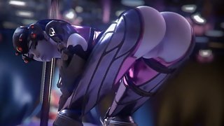 Widowmaker shakes her nice ass and gets her face fucked