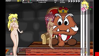 Busty brown princess from mario fucks all the monsters