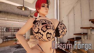 Sister with huge 3D big tits seduces brother in sexy lingerie