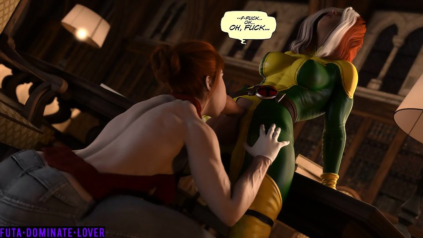 3d Animated Comic Futa Rogue fucks Xmen Jean Grey with big futa cock thumbnail