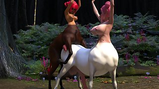 Centaur Things - Futanari centaurs fuck each other in the forest