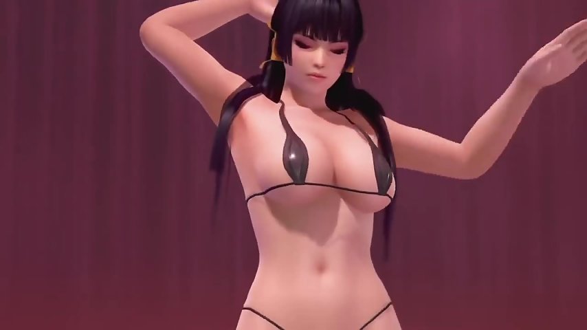 Sexy asian babe Nyotengu from Dead or Alive dances on the pole and fucks everyone thumbnail