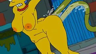 Marge Simpson gets impregnated by alien tentacles in dirty alley