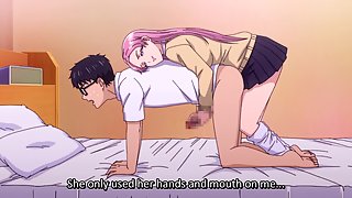 The Gyaru I Hang Out With Let's Me Use Her Pussy 4 - Busty hentai student gives wet handjob