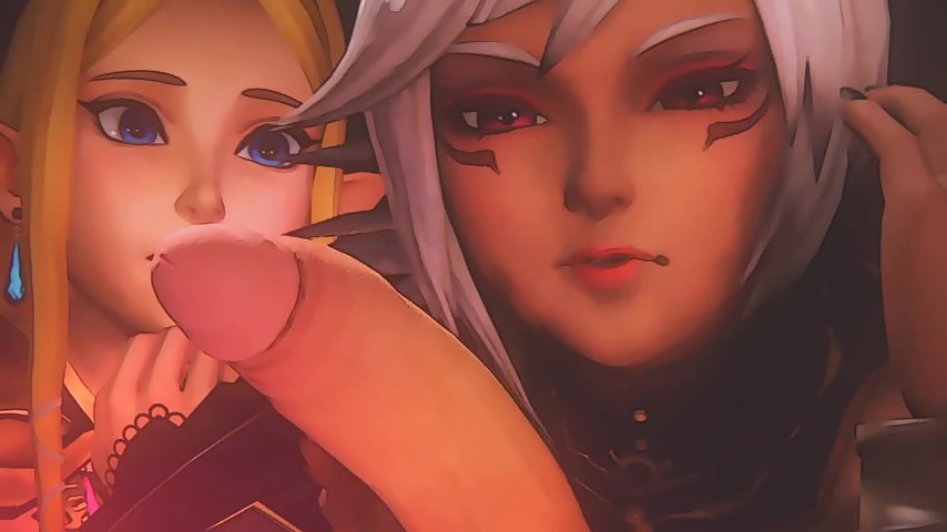 The Royal Treatment - Zelda and hot elf babe fight over Link's hard boner thumbnail
