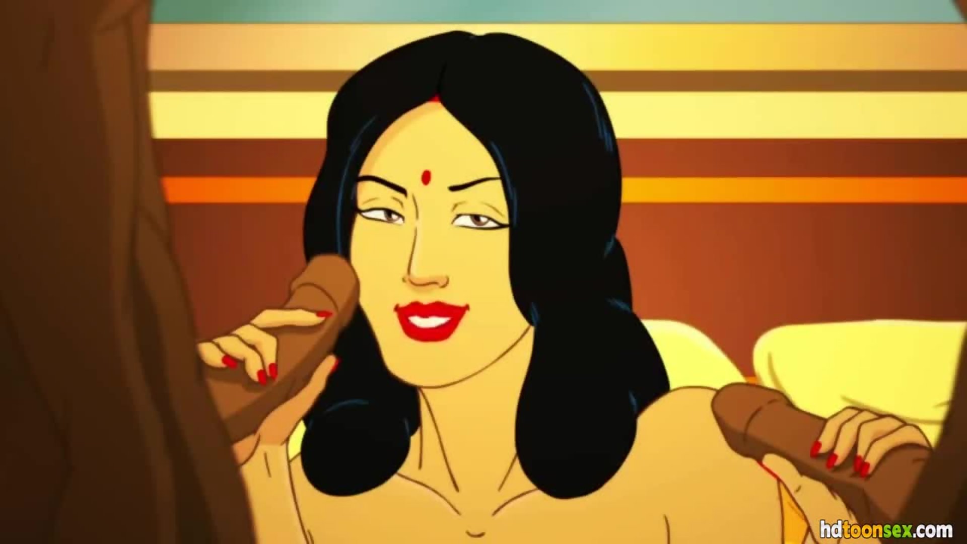 1920px x 1080px - Savita Bhabhi - Busty mature cartoon indian woman sucks the dick of two  young guys - Hentai City