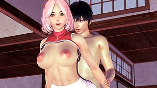 Muscular Sakura Haruno from Naruto gets anal sex fucking