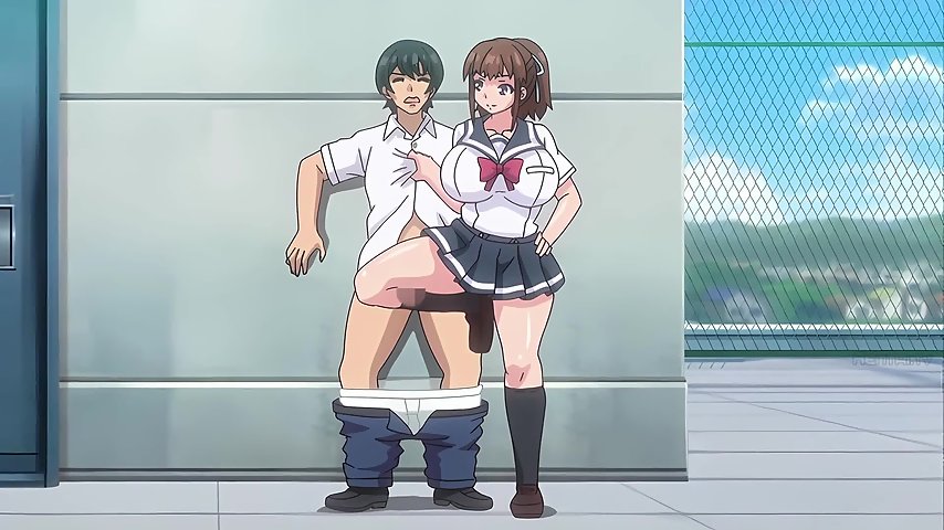 Nurturing 2 - Huge titty femdom hentai teen gives a student a thighjob on the roof thumbnail