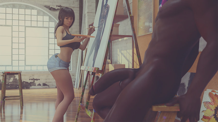Megan 2 - Curvy artist fucks the model's huge black dick thumbnail