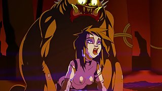 Demon monster tentacle fucks female ghostbuster in cartoon porn