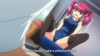Petite hentai schoolgirl uses her foot to make a guy climax - compilation