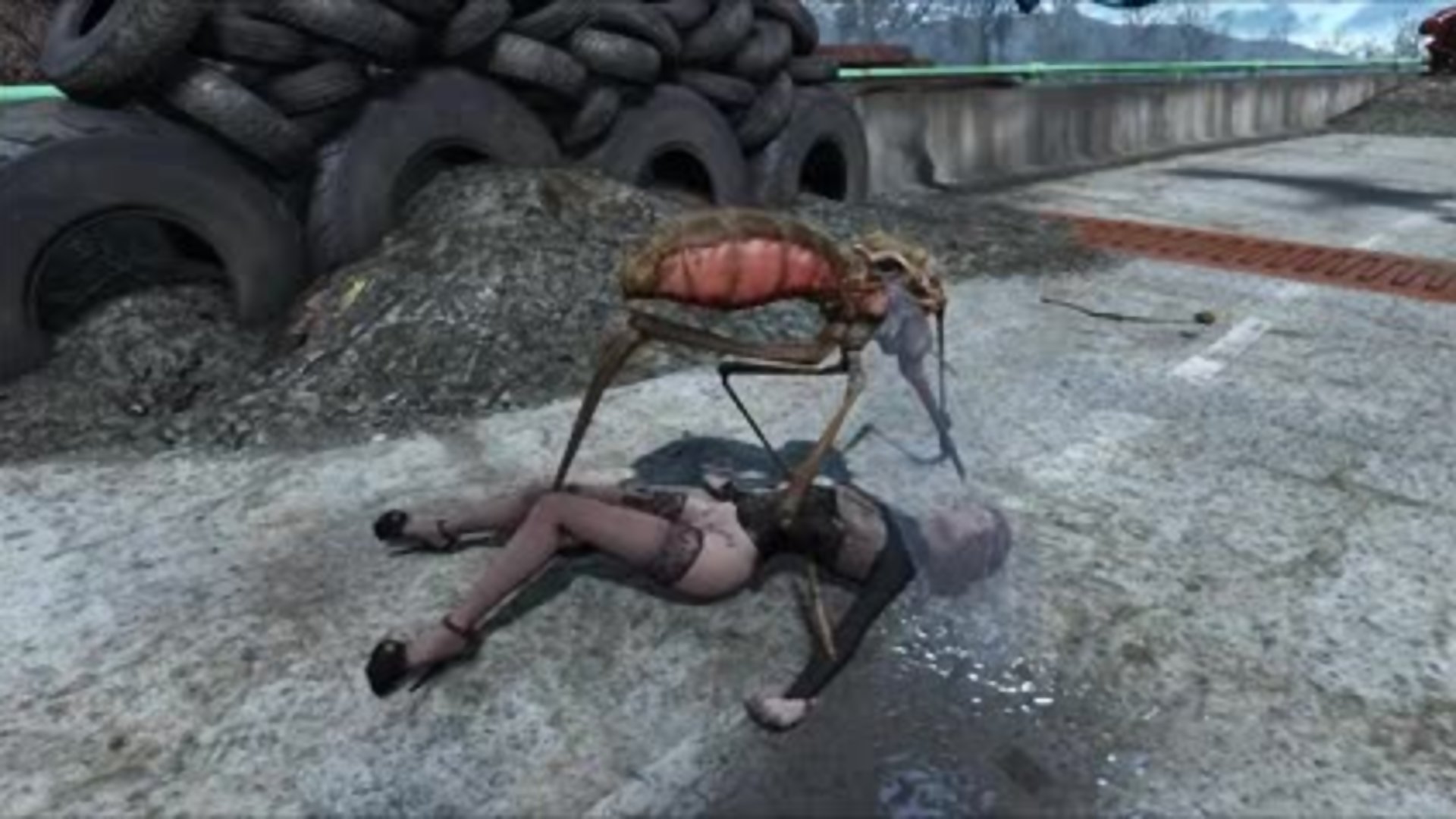 Fallout insect monster probes unsuspecting heroine