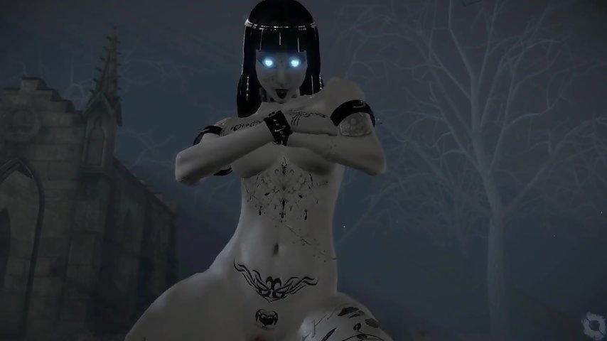 Living Dead Goth - Freaky 3D goth girl rides your cock in the graveyard thumbnail