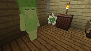 Minecraft slime girl giving a blowjob and getting fucked doggy style