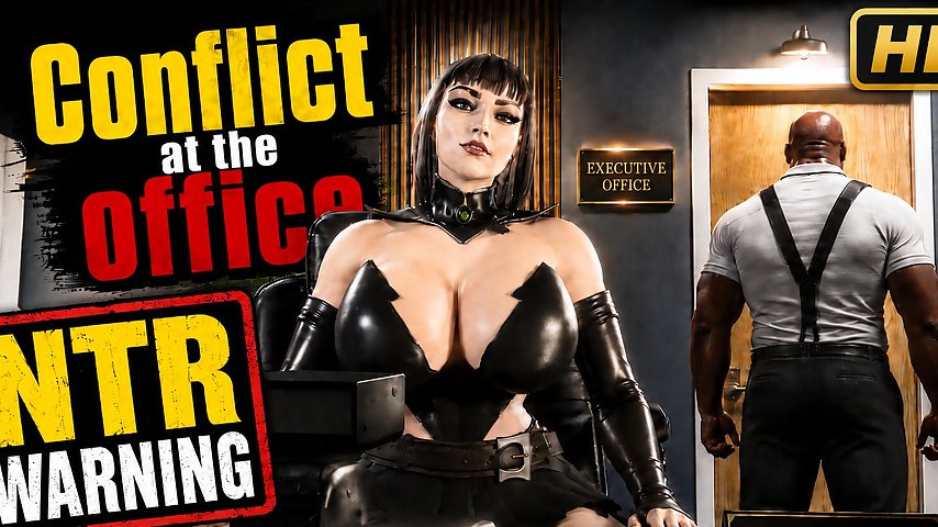 Conflict at the Office - Husband watches through keyhole while busty wife is face fucked thumbnail