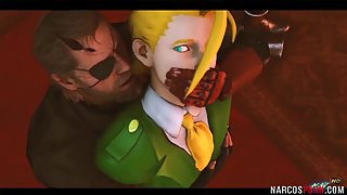 Blonde Cammy from Street Fighter gets thigh fucked by dirty general